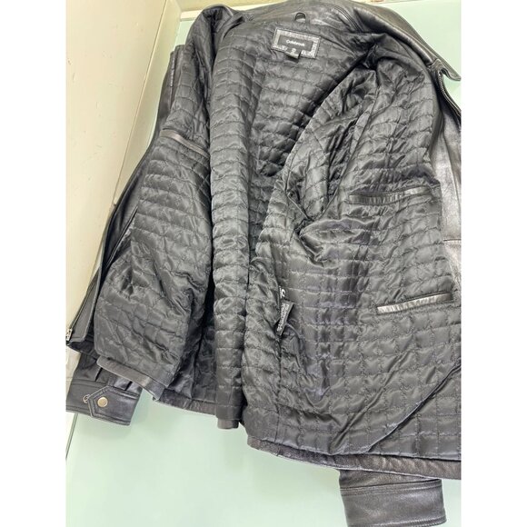 Colebrook Leather Bomber Jacket Mens 2XL XXL Black Full Zip Quilted Liner - Picture 2 of 9
